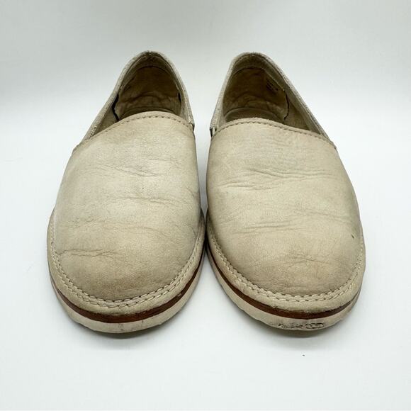 FRYE Milly A Line Nubuck Leather Slip On Loafer Flats Cream Distress Size 6.5 - Picture 5 of 10